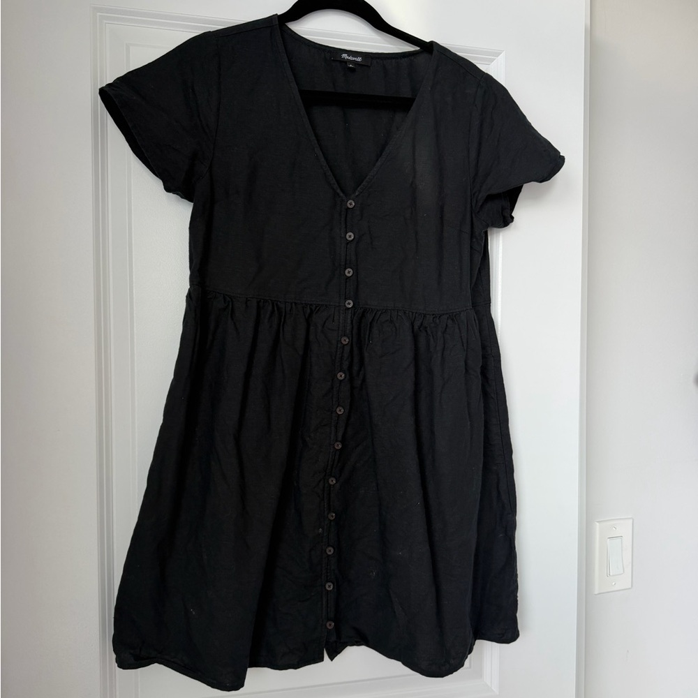 Madewell Black Buttoned Babydoll Dress